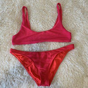 Fuchsia Pink Rib Bikini Bathing Suit Summer